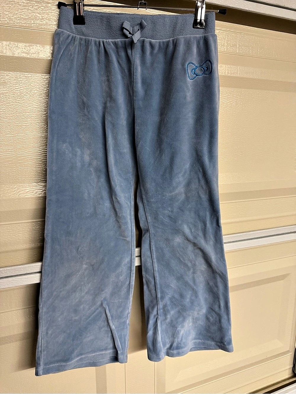Hello Kitty Bow Lounge Pants Blue Velour Lounge Pants Size M (8)